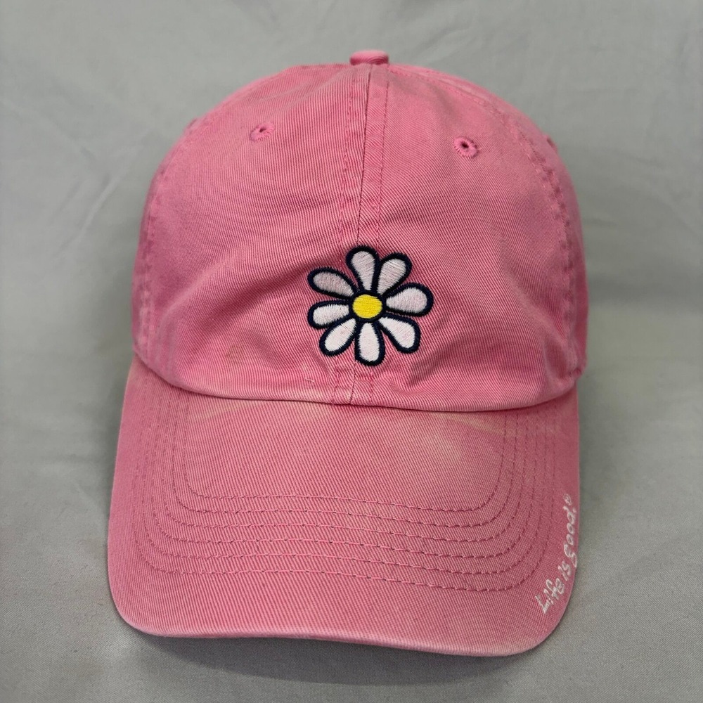 Life is Good Hat Daisy Flower Pink Womens OSFA Adjustable Cotton Cap